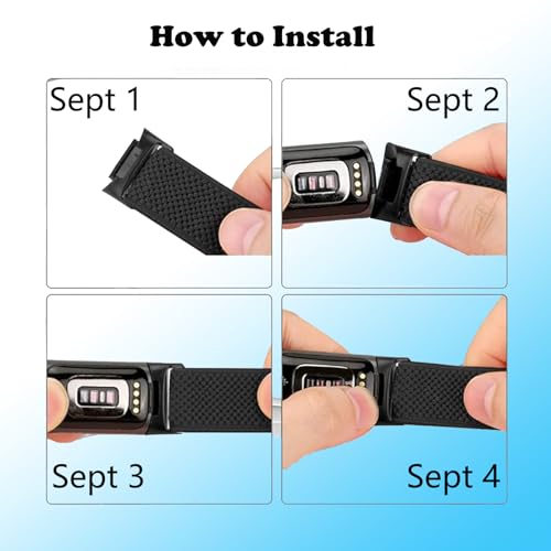 2 Pack Elastic Nylon Bands Compatible with Fitbit Charge 6 / Fitbit Charge 5, Classic Soft Breathable Adjustable Sport Smartwatch Replacement Wristband for Women Men (black+black)