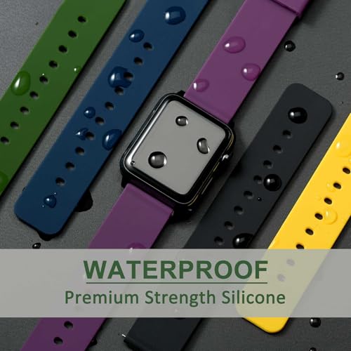 WOCCI 18mm Silicone Watch Band, Quick Release Rubber Replacement Strap with Black Stainless Steel Buckle (Black)