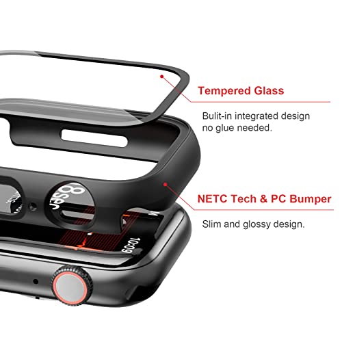 2 Pack Case with Tempered Glass Screen Protector for Apple Watch Series 9/8/7 41mm,JZK Slim Guard Bumper Full Hard PC Protective Cover HD Ultra-Thin Cover for iWatch 9 8 7 41mm Accessories,Clear