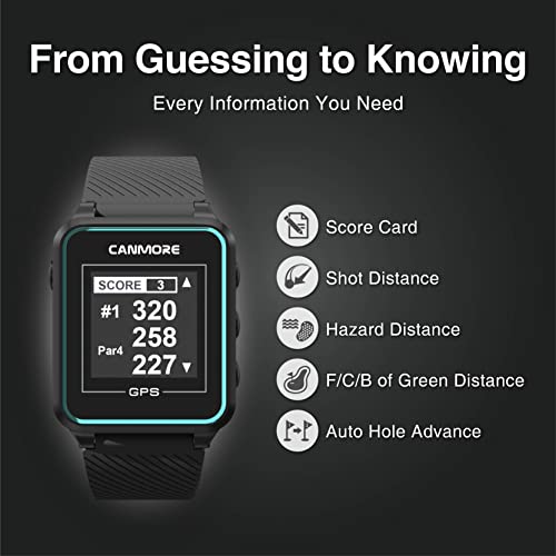 CANMORE TW353 Golf GPS Watch for Men and Women, High Contrast LCD Display, Free Update Over 41,000 Preloaded Courses Worldwide, Lightweight Essential Golf Accessory for Golfers, Turquoise/Gray