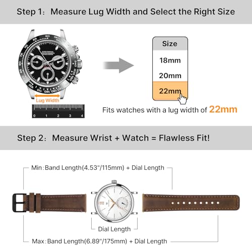 Fullmosa 22mm Quick Release Leather Watch Bands for Garmin Samsung Galaxy