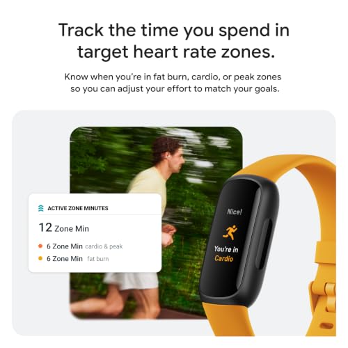 Fitbit Inspire 3 Health & Fitness Tracker with Stress Management, Workout Intensity, Sleep Tracking, 24/7 Heart Rate - 3-Month Google Health Premium Membership Included - Midnight Zen/Black