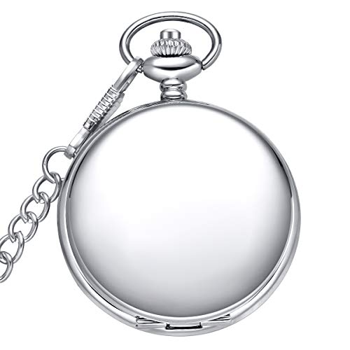 LYMFHCH Smooth Vintage Pocket Watch with Chain, Arabic Numerals Scale Mens Watch Christmas Graduation Birthday Gifts Fathers Day