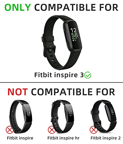 Odbeai Compatible with Fitbit Inspire 3 Bands for Women Men, Sport Wristband Replacement Soft Silicone Straps for Inspire 3 Fitness Tracker Women & Men(4 Pack,Small)