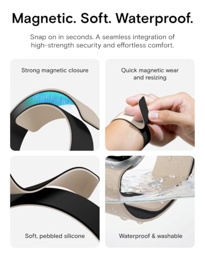 MOFT Snap Duo Watch Bands Compatible with Apple Watch,Quick Magnetic Wear,Duo-Color&Soft Silicone,iWatch Bands for Ultra 3/2/1,Series 11/10/9/8/7/SE/6/5/4/3/2/1, 42/44/45/46/49mm,Vast Black x Stardust