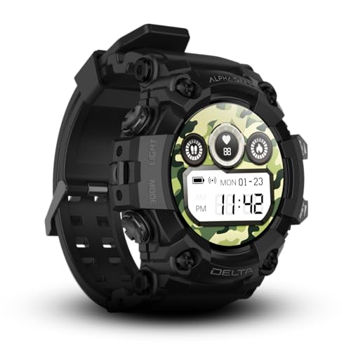 ALPHAGEAR Delta Smartwatch for Men, Tactical Rugged Smart Watch, IP69K Water + Dust Resistant, 380mAh 21-Day Battery, Bluetooth Calling, Operates -15F to 140F, for Android iPhone, Dark Night