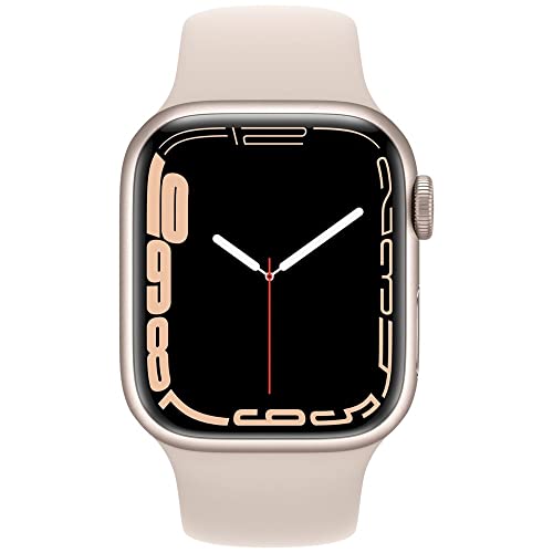 Apple Watch Series 7 (GPS + Cellular, 45 MM) Starlight Aluminum Case with Starlight Sport Band (Renewed)