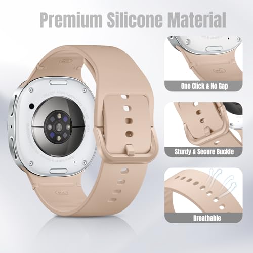 Lenrao 4 Pack Sport Silicone Band Compatible with Samsung watch 8 Bands 40mm 44mm, No Gap Soft Strap One Click Waterproof Replacement for Women Men