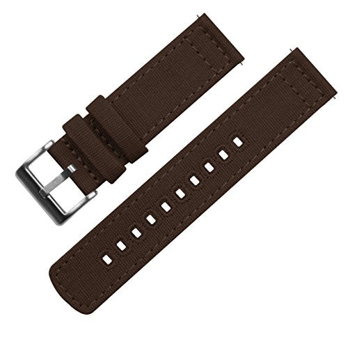 20mm Chocolate Brown - BARTON Canvas Quick Release Watch Band Straps - Choose Color & Width - 18mm, 19mm, 20mm, 21mm, 22mm, 23mm, or 24mm