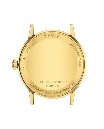 Tissot Mens Tissot Classic Dream 316L Stainless Steel case with Yellow Gold PVD Coating Quartz Watch, Brown, Leather, 22 (T1294103626100)