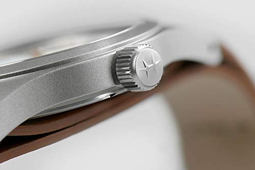 Hamilton Khaki Field Mechanical Men's Watch, 38mm Stainless Steel Case, Swiss Made, White Dial Analog Wrist Watch for Men, 50m Waterproof, Sapphire Crystal, Cow Leather Strap