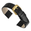 uxcell Black Genuine Leather Band 18mm Width, Flat Thin Elegant Leather Watch Strap Golden Tone Buckle for Women