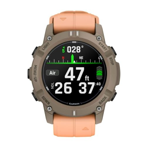 Garmin® Descent™ G2, Watch-Style Dive Computer, Bright AMOLED Display, Multiple Dive Modes, Health and Wellness Features, Paloma with Shell Pink Band