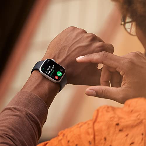Apple Watch Series 8 (GPS, 45MM) Silver Aluminum Case with White Sport Band, M/L (Renewed Premium)