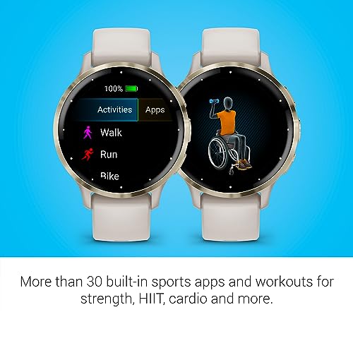 Garmin Venu 3S (Refurbished) Soft Gold Stainless Steel Bezel 1.2-Inch AMOLED Touchscreen Display Smart Watch with 41mm Ivory Case and Silicone Band, 010-N2785-04