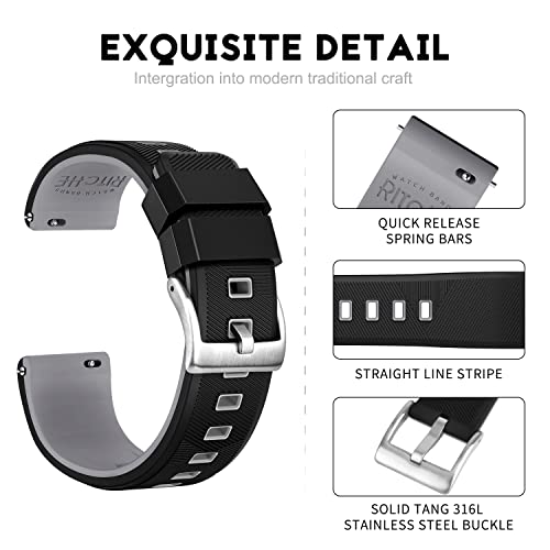 Ritche Christmas Gift Christmas Stocking Stuffers 18mm Silicone Watch Band Quick Release Rubber Watch Bands for Men Women, White Elephant Gifts, Stocking Stuffers for Men