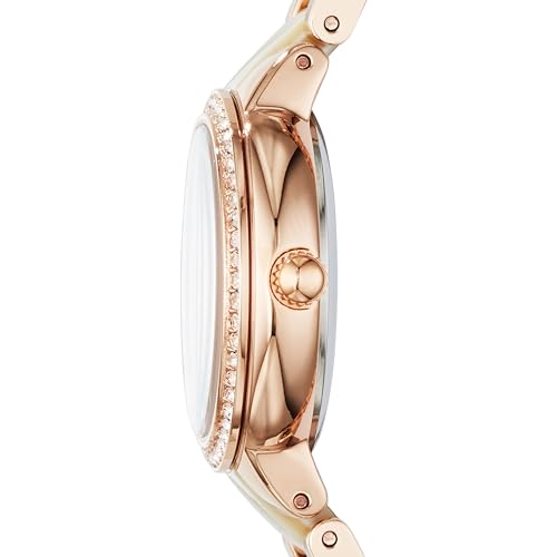 Fossil Women's Watch, Virginia Quartz Stainless Steel and Acetate Three-Hand Watch for Women, Color: Rose Gold/White Horn