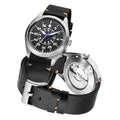 Boyarca Pilot Watch Men's Aviator Wrist Watch Japan Automatic Movement Retro Mechanical Watches Stainless Steel Case with Luminous Waterproof (Black B)
