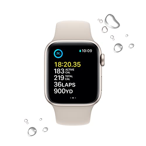 Apple Watch SE 2nd Gen (GPS, 40mm) - Starlight Case with Starlight Sport Band S/M (Renewed)