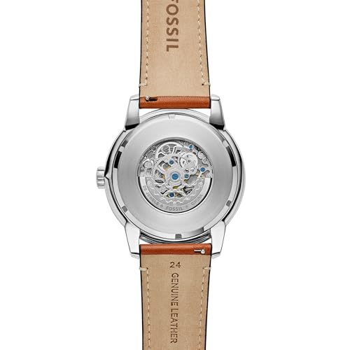 Fossil Men's Watch, Townsman Automatic Brown Leather Watch for Men