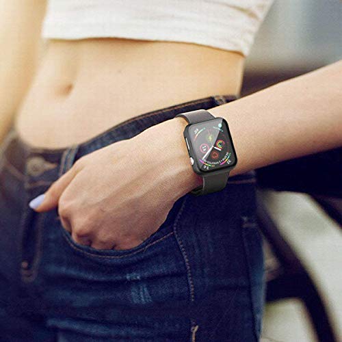 Misxi 2 Pack Hard PC Case with Tempered Glass Screen Protector Compatible with Apple Watch SE 3 (2025) SE 2 SE Series 6 Series 5 Series 4 40mm, Black