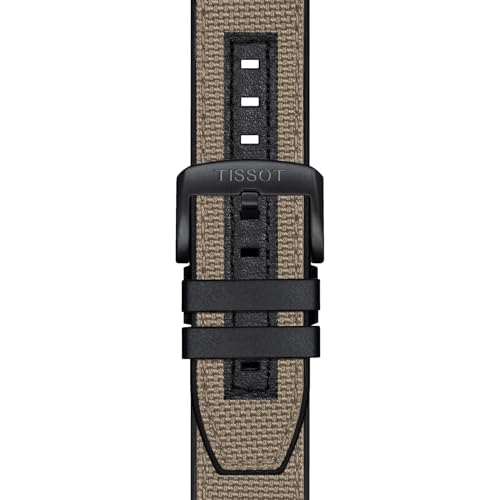 Tissot Mens Supersport Chrono 316L Stainless Steel case with Black PVD Coating Swiss Quartz Watch, Black, Beige, Textile, 22 (T1256173705101)