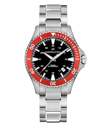 Hamilton Khaki Navy Scuba Automatic Men's Watch, 40mm Stainless Steel Case, Swiss Made, Black Dial Analog Wrist Watch, 100m Waterproof, Sapphire Crystal, 3-Hand Movement, Stainless Steel Strap