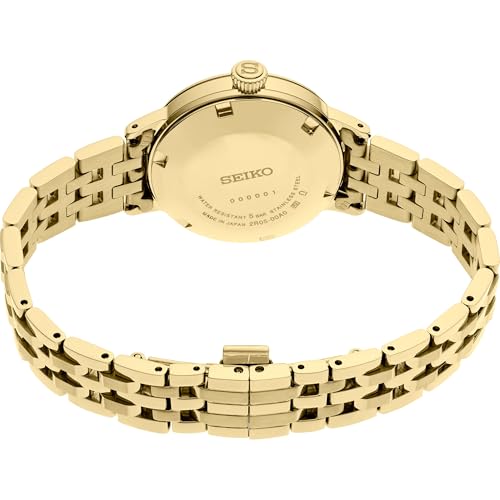 SEIKO SRE018 Presage Women's Cocktail Time Watch, Gold-Tone Dial, Diamond Markers, Automatic Movement, 50M Water Resistant