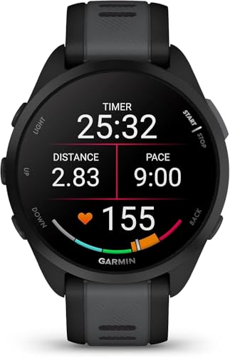 Garmin Forerunner 165, G010-N2863-20 GPS, Black/Slate Grey, WW (Renewed)