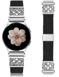 Braided Magnetic Band Compatible with Samsung Galaxy Watch 7 6 5 4 FE 40mm 44mm/6 Classic/5 Pro/4 Classic/3 41mm/Active 2 Women Men, 20mm Celtic Stretchy Elastic Dressy Nylon Strap, No for 8/Ultra