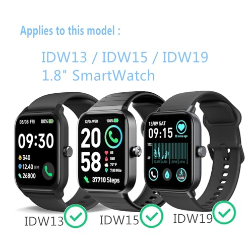 Aemus Screen Protector For IDW13 / IDW15 / IDW19 Smart Watch 1.8" (6 PACK) Full Coverage Clear TPU Film Compatible for aeac/Fitpolo/Quican SmartWatch