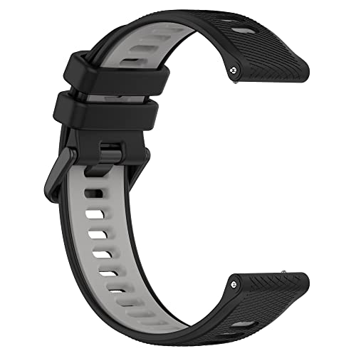 Fit for Garmin Forerunner 265S 255S Watch Bands, 18mm Quick Release Durable Silicone Replacement Bands Wristbands Straps Bracelet Fit for Garmin Vivoactive 4S/Vivomove 3S/Venu 2S (Black&Gray)