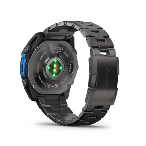 Garmin D2™ Mach 2 – 51 mm, Premium Aviator Smartwatch with GPS, Advanced Flight Maps, LED Flashlight, Built-in Microphone/Speaker for Calls and Texts, Carbon Gray DLC Titanium with Titanium Bracelet