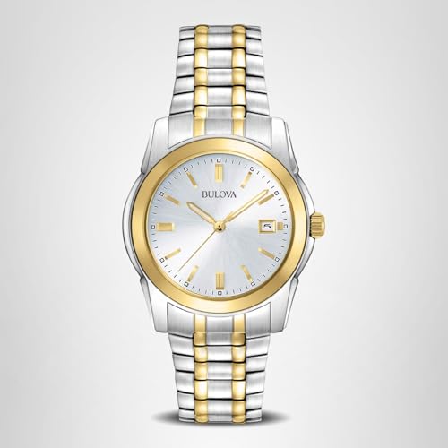 Bulova Men's Classic Two-Tone Stainless Steel 3-Hand Date Quartz Watch, 38mm Style: 98H18