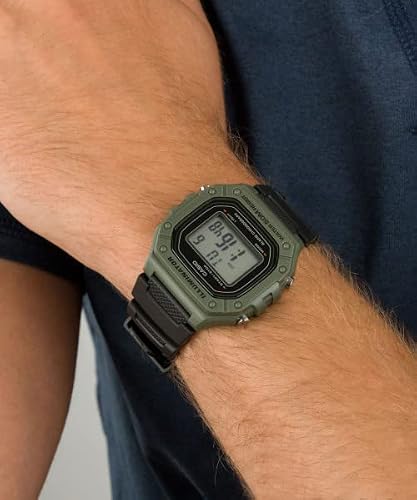Casio Men's 'Classic' Quartz Stainless Steel and Resin Watch, Color:Black (Model: W-218H-3AVCF), Black/Green