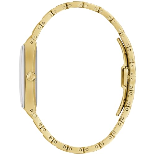 Bulova Marc Anthony Mens Modern Quadra Diamond Gold Stainless Steel Watch,Black Dial, Style:97D132