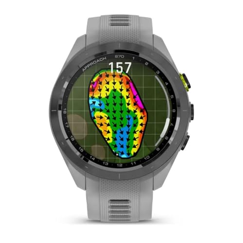 Garmin 010-02746-01 Approach S70 42 mm Premium GPS Golf Watch, Powder Grey Band Bundle with Deco Essentials Charging Dock, 3X Silicone Dust Cover and USB Type C Charging and Sync Cable