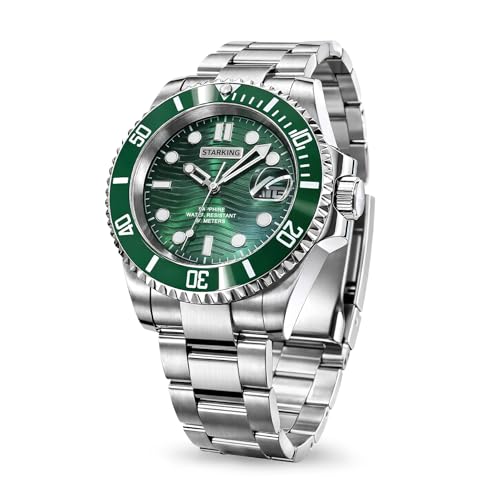 STARKING Automatic Watches for Men, Miyota 8215 Japanese Automatic Movement, Sapphire Crystal, 5ATM Waterproof, Stainless Steel, Auto Date, Green