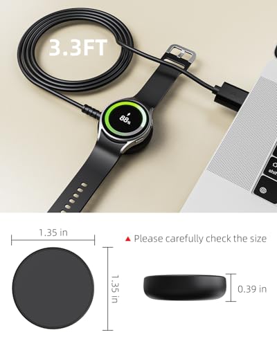 2 Pack for Samsung Galaxy Watch Charger Compatible with Watch 9/Ultra 2/8/8 Classic/Ultra/7/6/6 Classic/5/5 Pro/4/4 Classic/3/Active/FE USB A Magnetic Charging Docks Accessories 3.3FT