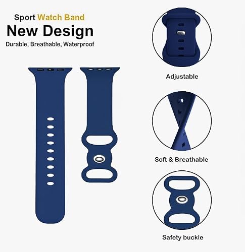 8 Pack Bands Compatible with Apple Watch Band 38mm 40mm 41mm 42mm 44mm 45mm for Women Men, Sport Silicone Wristbands Replacement Strap for iWatch Series 7 6 5 4 3 2 1 SE