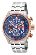 Invicta Men's Aviator Analog Display Japanese Quartz Watch, Rose Gold, Stainless Steel, 48mm