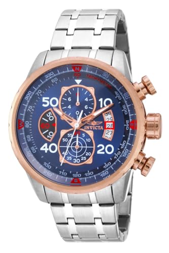 Invicta Men's Aviator Analog Display Japanese Quartz Watch, Rose Gold, Stainless Steel, 48mm