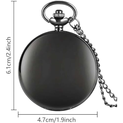 alladaga Set of 2 Classic Pocket Watch with Chain for Men and Women (Black Black)