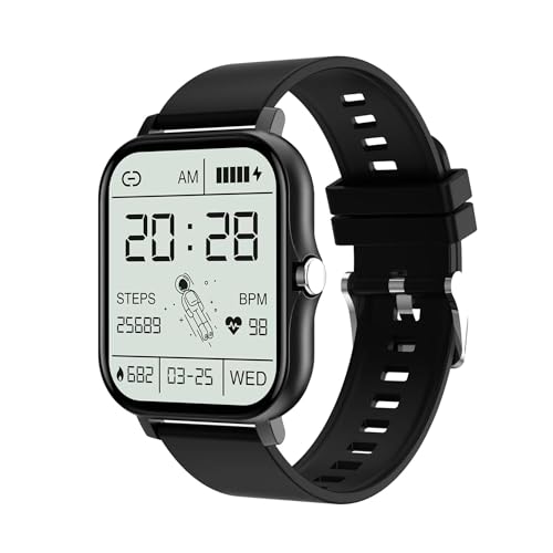 PASOY Smart Watch for Android and iOS Phones 1.83" Touchscreen Call Watch Fitness Tracker IP68 Waterproof Custom Dial Pedometer Sleep Weather Calculator Outdoor Sports Watches (Black A)