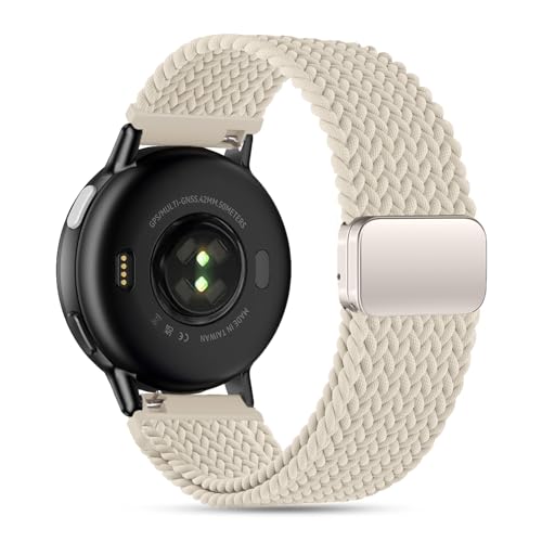 Folavii 20mm Magnetic Braided Nylon Band Compatible With Garmin Vivoactive 6/Vivoactive 5/3/3 Music Watch Bands, Quick Release Stretchy Strap Replacement for Venu Sq 2/Forerunner 55/165/245/645