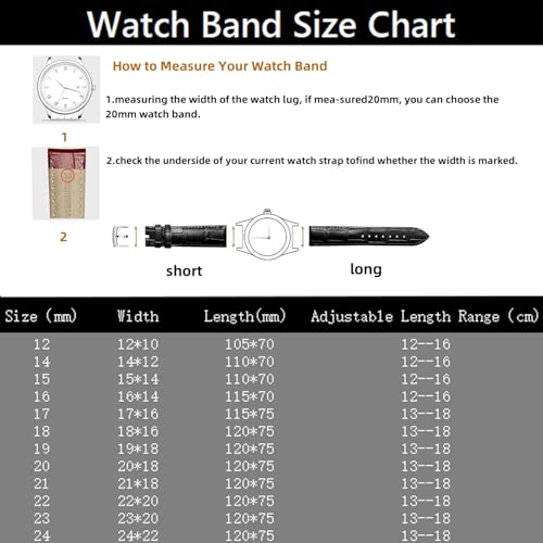 Danxancy Genuine Leather Watch Bands,Quick Release Italian Alligator Grain Calfskin Genuine Leather,Business Casual Universal Watch Strap Replacement Band Strap for Men Women（12mm to 24mm）