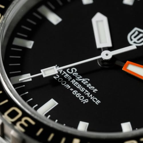watchdives WD0017 Diver Watch 41mm RD515 Date Quartz Watch Sapphire Bezel 200M Waterproof 316L Stainless Steel, Black Dial Orange Hands