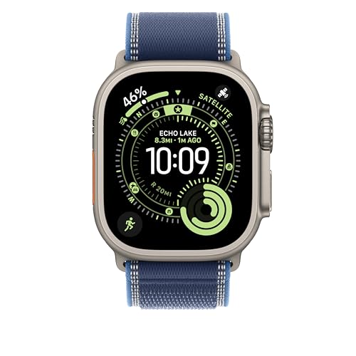 Apple Watch Band - Trail Loop - 49mm - Blue/Bright Blue - S/M - Natural Titanium Finish