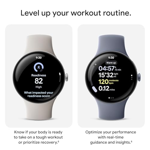 Google Pixel Watch 4 (45mm) - Android Smartwatch with Heart Rate and Sleep Tracking - 30-Hour Battery - Fitness Tracking - Google AI - Satin Moonstone Aluminum Case - Moonstone Active Band - Wi-Fi