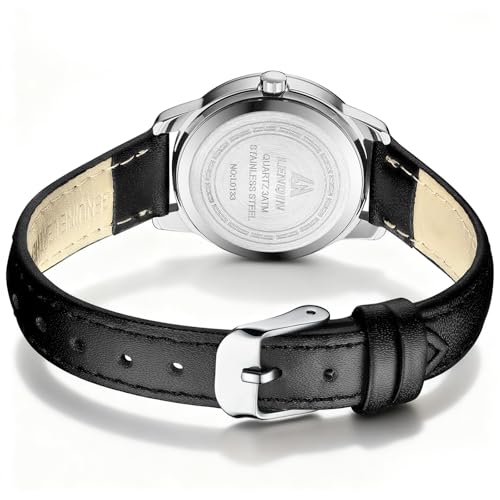 LN LENQIN Ladies Watches Analog Quartz Watch for Women Waterproof Women's Wrist Watches Easy Reader Womens Watch with Leather Strap（Black Silver White）